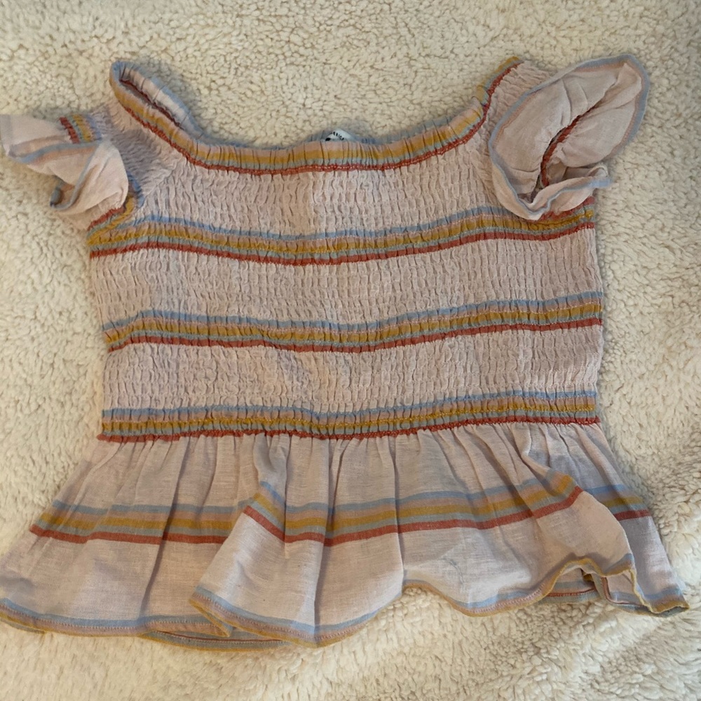 american eagle striped ruffle top